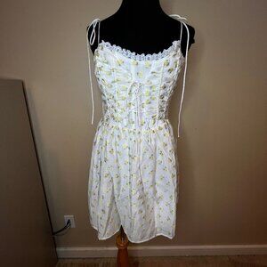 For Love & Lemons Kiela Eyelet Corset Bustier Mini Dress M Revolve Cottagecore